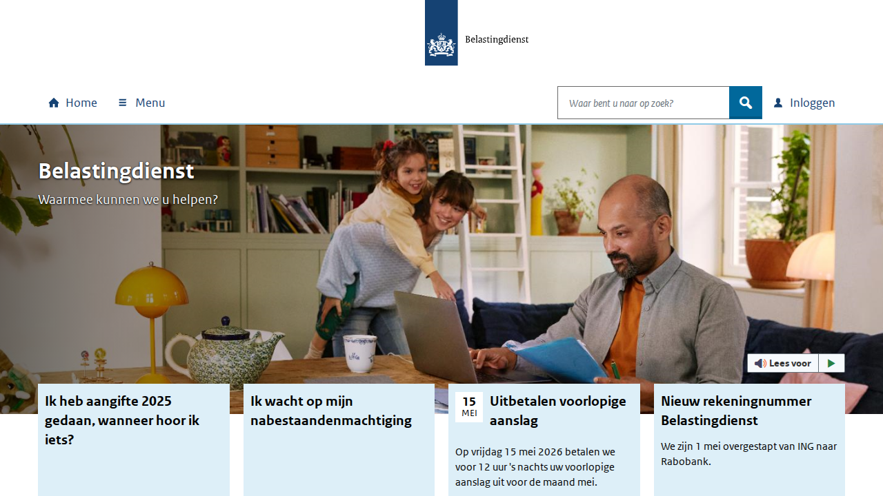 Screenshot https://belastingdienst.nl/