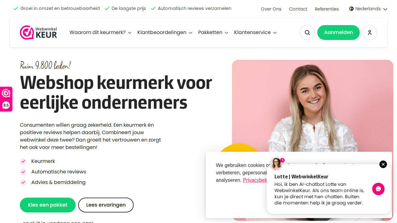 Screenshot https://webwinkelkeur.nl/