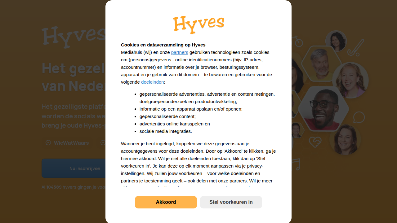 Screenshot https://hyves.nl/